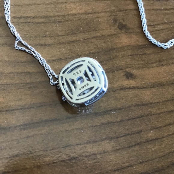 Peoples JWBR Diamond 925 Cushion Shaped Double Halo Frame Pendant/Twisted Chain - Picture 5 of 11